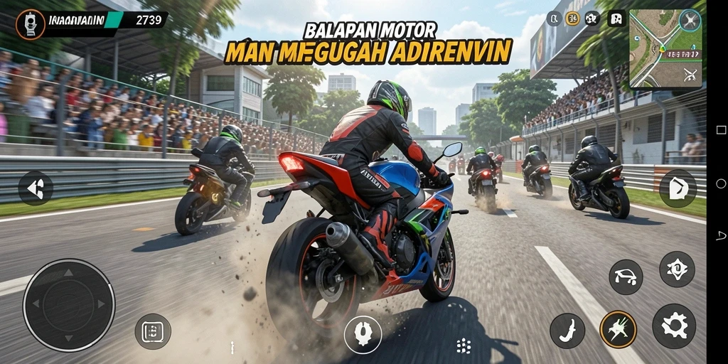 Tampilan gameplay seru dari balapan motor di 2739.