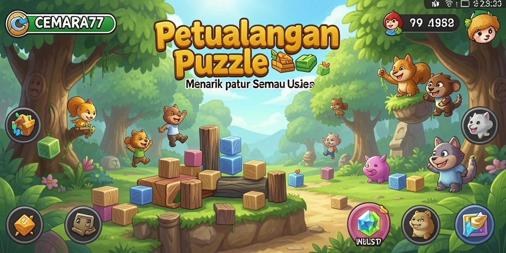 Tampilan gameplay seru dari CEMARA77 menunjukkan tantangan Puzzle.