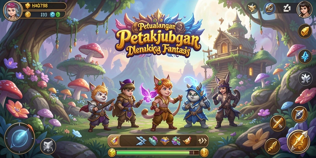Screenshot gameplay HAO788 menampilkan petualangan di dunia fantasi.