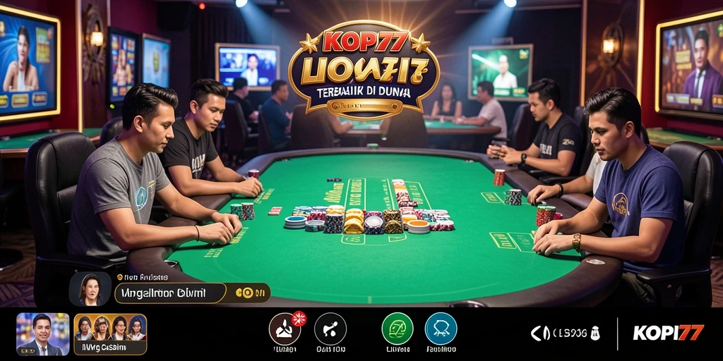 Tampilan gameplay KOPI77 menunjukkan dealer profesional di meja permainan Live Casino.