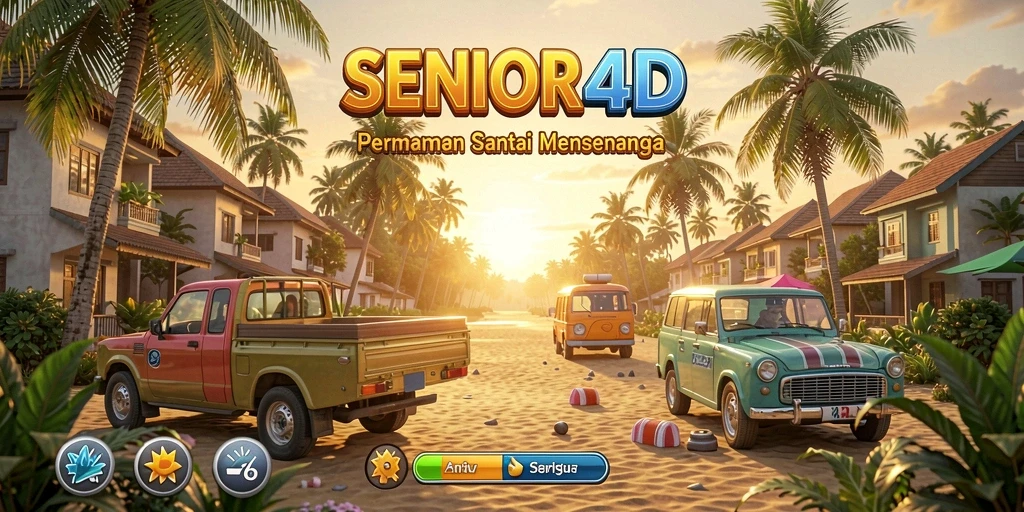 Tampilan gameplay SENIOR4D yang penuh warna dan dinamis.